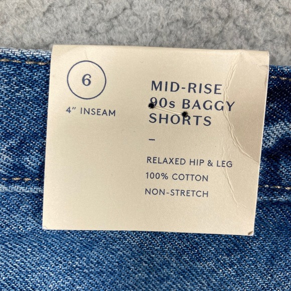 Universal Thread Denim Shorts Women 6 Blue Mid Rise 90s Baggy Raw Hem Button Fly - Picture 9 of 14
